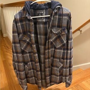 Rip Curl Navy and Brown Plaid Shirt Jacket